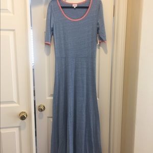 LulaRoe Ana Heathered Blue Pink long maxi dress XL cottagecore